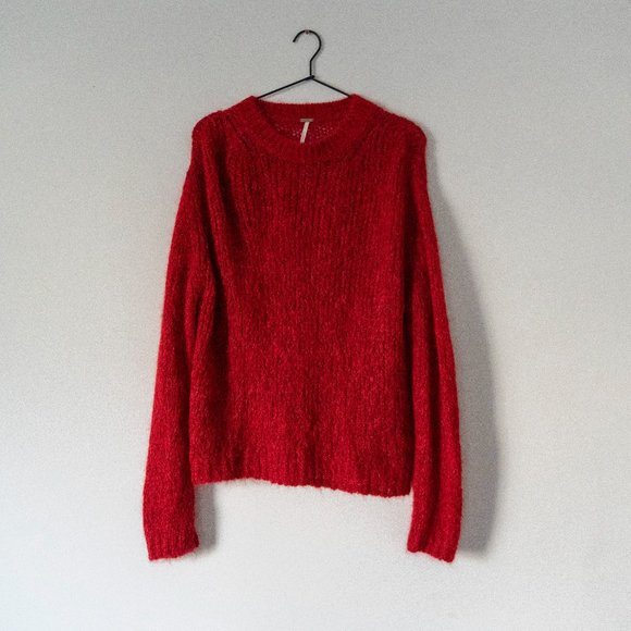 Free People Cozy Red Sweater XS - Picture 1 of 4